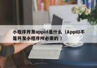 小程序开发appid是什么（AppID不是开发小程序所必需的 ）