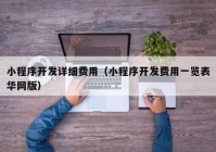 小程序开发详细费用（小程序开发费用一览表华网版）